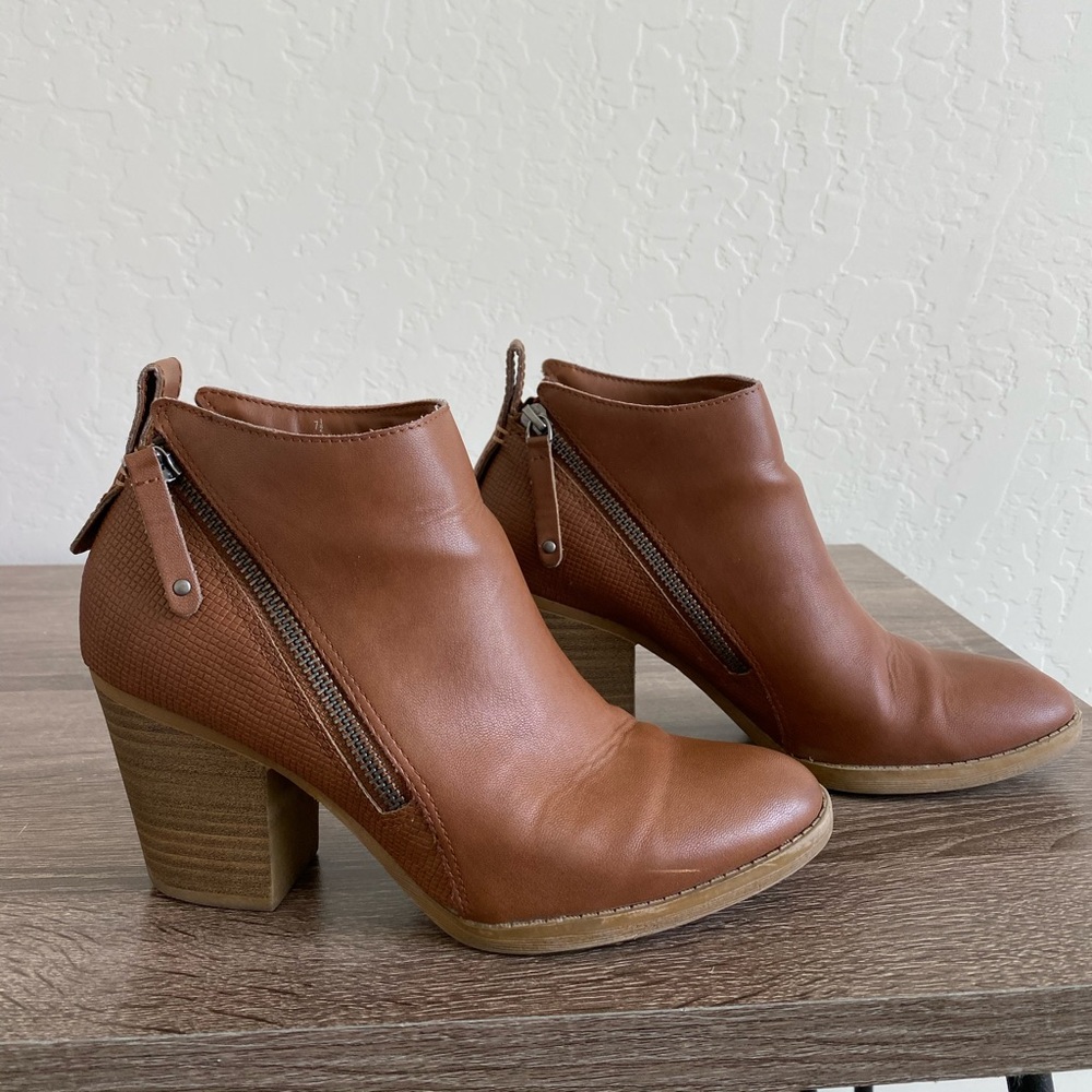 Brown heeled booties